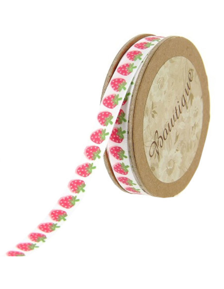 Ruban satin fraises - 10 mm x 5 m