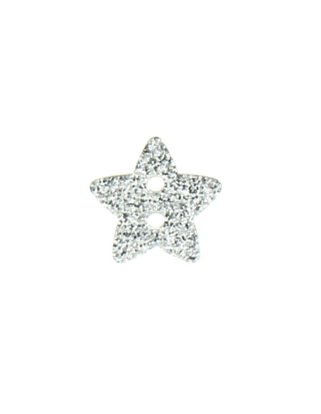 Bouton 2 trous étoile paillette - Argent