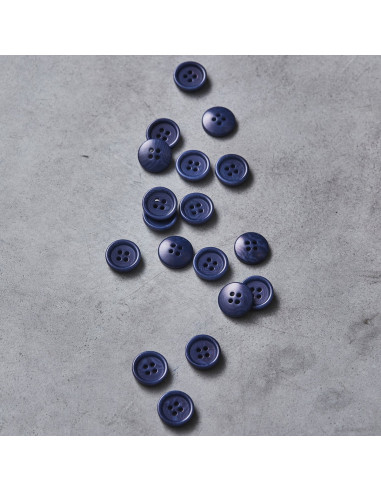 Bouton corozo bord arrondi - Bleu lapis