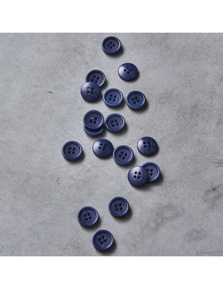 Bouton corozo bord arrondi - Bleu lapis