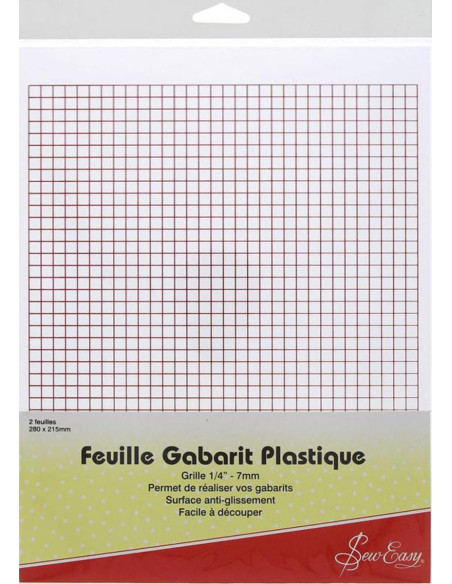 2 feuilles de gabarit plastique quadrillé