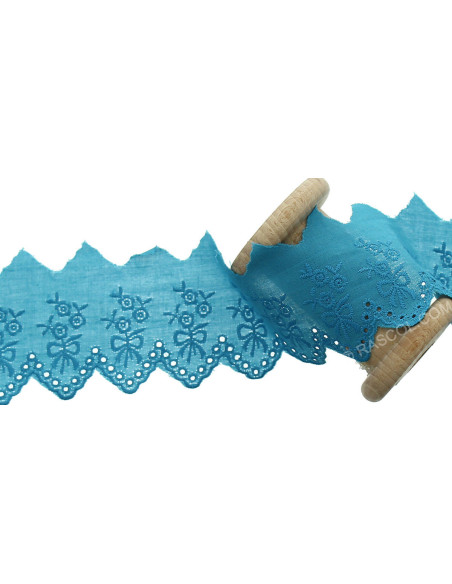 Broderie anglaise noeud - Bleu turquoise