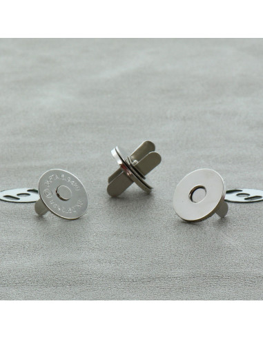 Sachet de 2 fermoirs magnétiques 18 mm - Argent clair