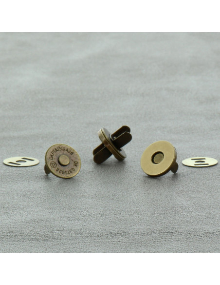 Sachet de 2 fermoirs magnétiques 14 mm - Bronze