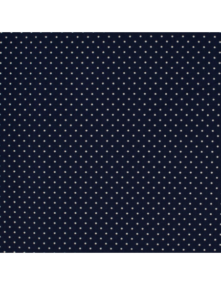 Tissus coton petits pois - Bleu marine et blanc