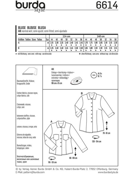 Patron de blouse - Burda 6614