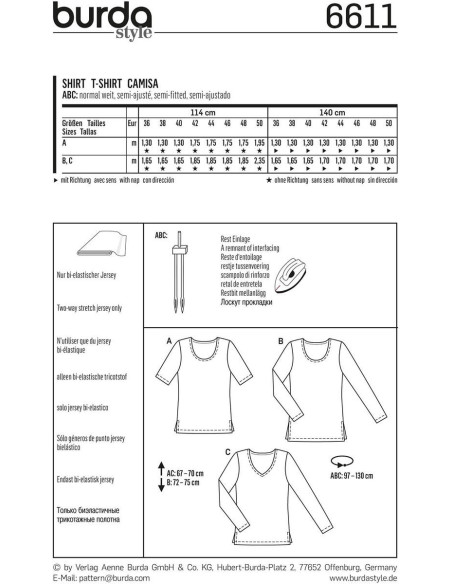 Patron de t-shirt - Burda 6611