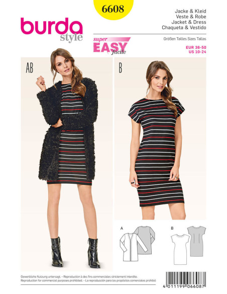 Patron de veste & robe - Burda 6608