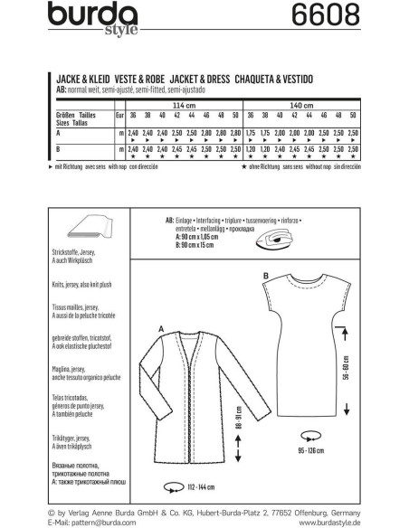 Patron de veste & robe - Burda 6608