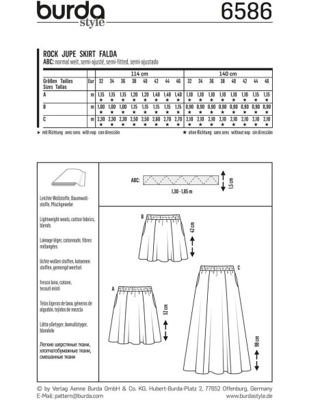 Patron de jupe - Burda 6586