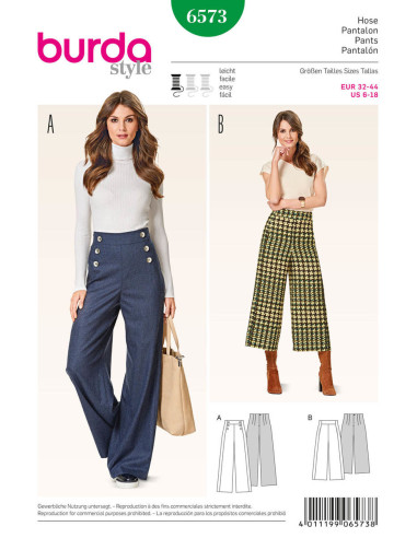 Patron de pantalon - Burda 6573