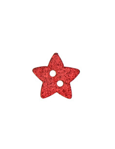Bouton 2 trous étoile paillette - Rouge 2