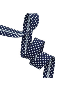 Biais à pois - Bleu marine