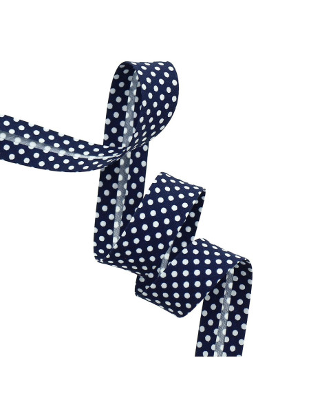 Biais à pois - Bleu marine