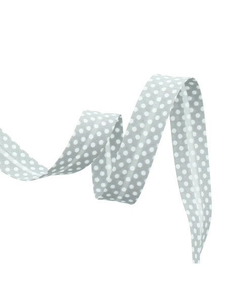 Biais à pois - Gris
