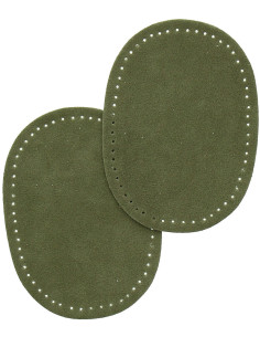 Mini coudières thermocollantes imitation daim vert olive