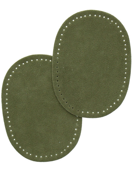 Mini coudières thermocollantes imitation daim vert olive