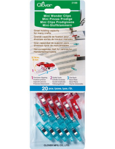 Lot 20 mini pinces Prodige Clover - Bleu et rouge