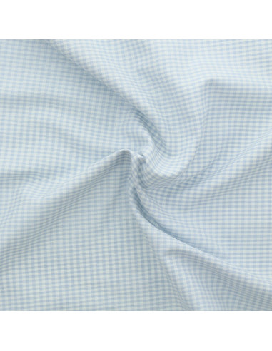 Tissu Vichy petits carreaux - Bleu clair
