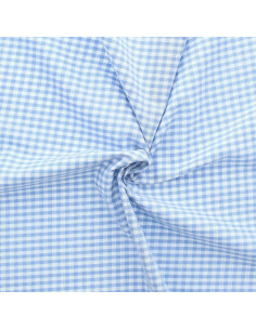Tissu Vichy grands carreaux - Bleu clair