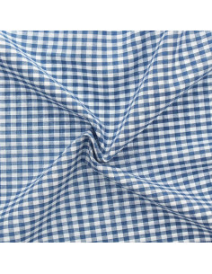 Tissu Vichy grands carreaux - Bleu jeans