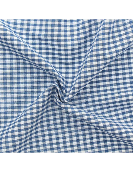 Tissu Vichy grands carreaux - Bleu jeans