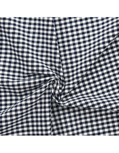 Tissu Vichy grands carreaux - Bleu marine