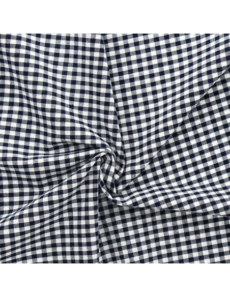 Tissu Vichy grands carreaux - Bleu marine