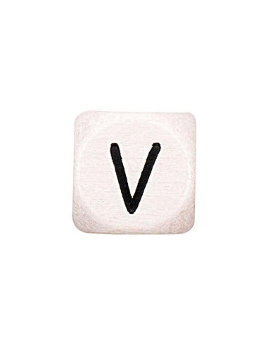 Perle lettre alphabet cube en bois blanc