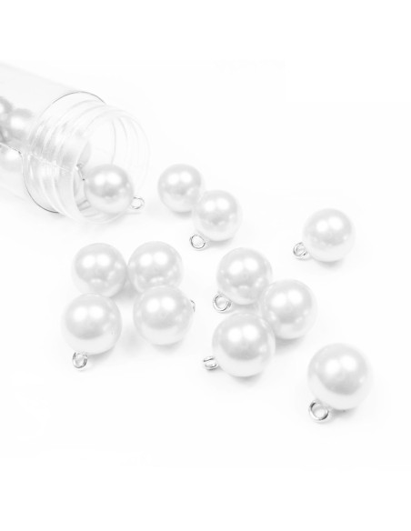 Bouton boule nacré mariage - Blanc