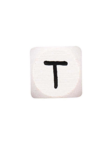 Perle lettre alphabet cube en bois blanc