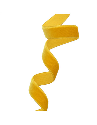Ruban velours - Jaune moutarde