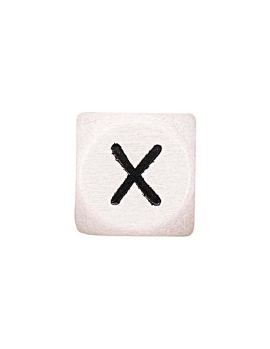 Perle lettre alphabet cube en bois blanc