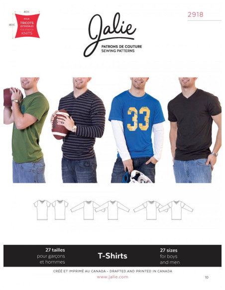 Patron de t-shirts pour hommes - Jalie 2918