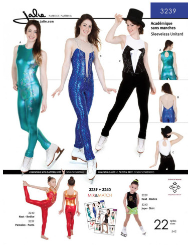 Patron d´unitard (académique) sans manches - Jalie 3239