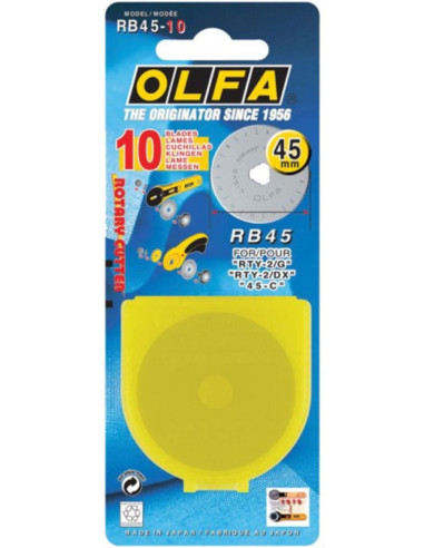 10 lames de rechange pour cutter Olfa - 45 mm