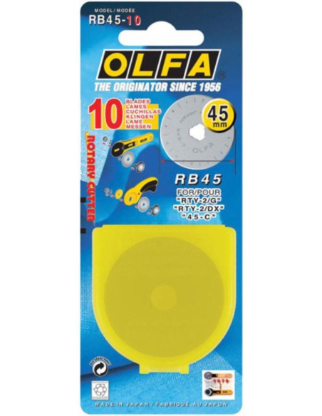 10 lames de rechange pour cutter Olfa - 45 mm