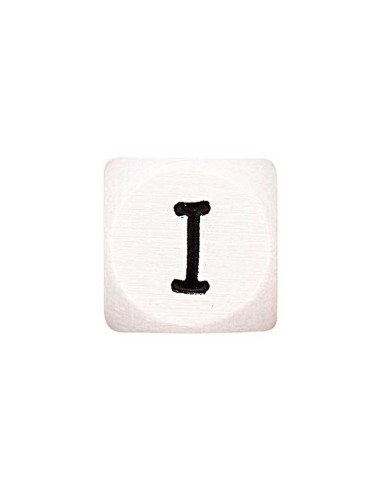 Perle lettre alphabet cube en bois blanc
