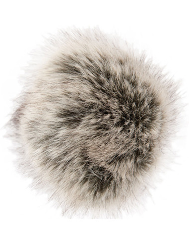 Pompon imitation fourrure 10 cm - Premium beige et noir
