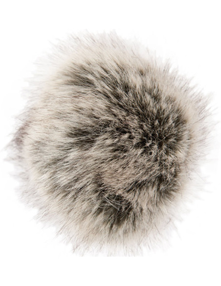 Pompon imitation fourrure 10 cm - Premium beige et noir
