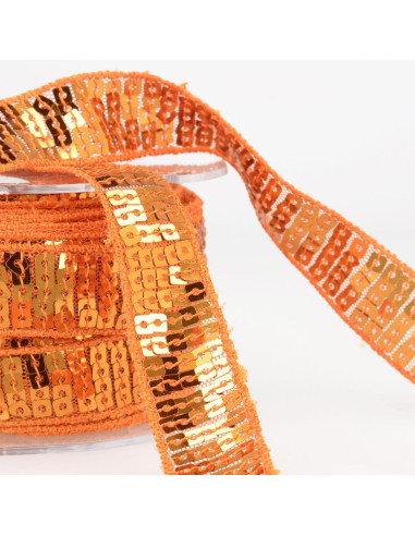 Galon paillettes - Orange