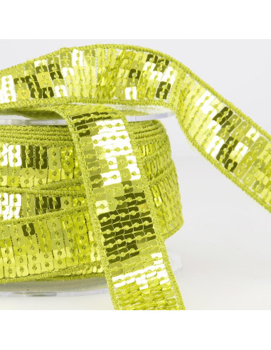 Galon paillettes - Vert anis