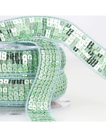 Galon paillettes - Vert eau