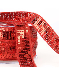 Galon paillettes - Rouge