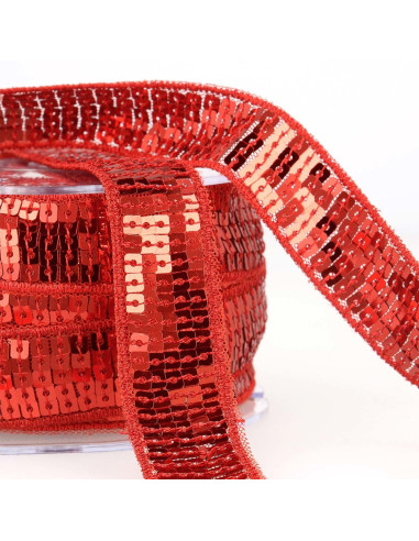 Galon paillettes - Rouge