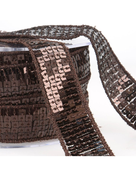 Galon paillettes - Marron foncé
