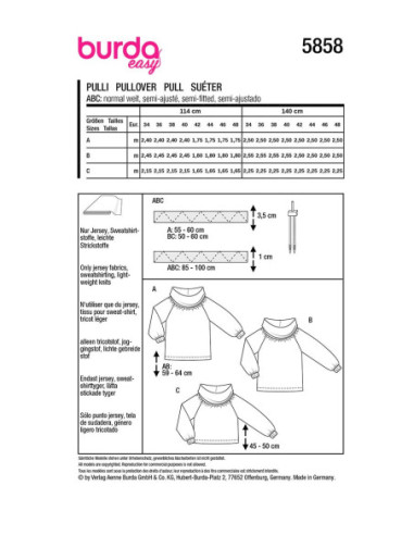 Patron de pull - Burda 5858