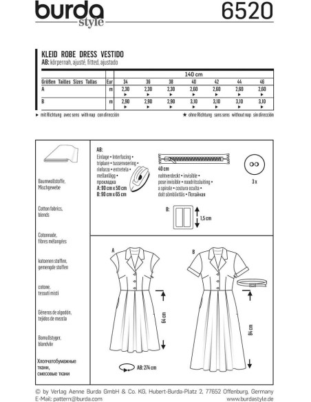 Patron de robe - Burda 6520