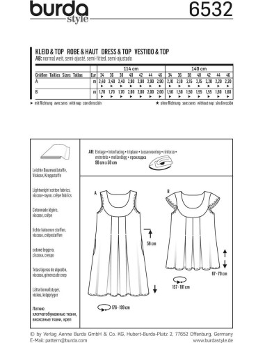 Patron de robe et haut - Burda 6532