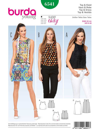 Patron de haut et robe - Burda 6541